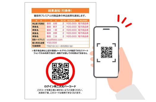 結果通知に記載されたQRコードの読み取りイメージ
